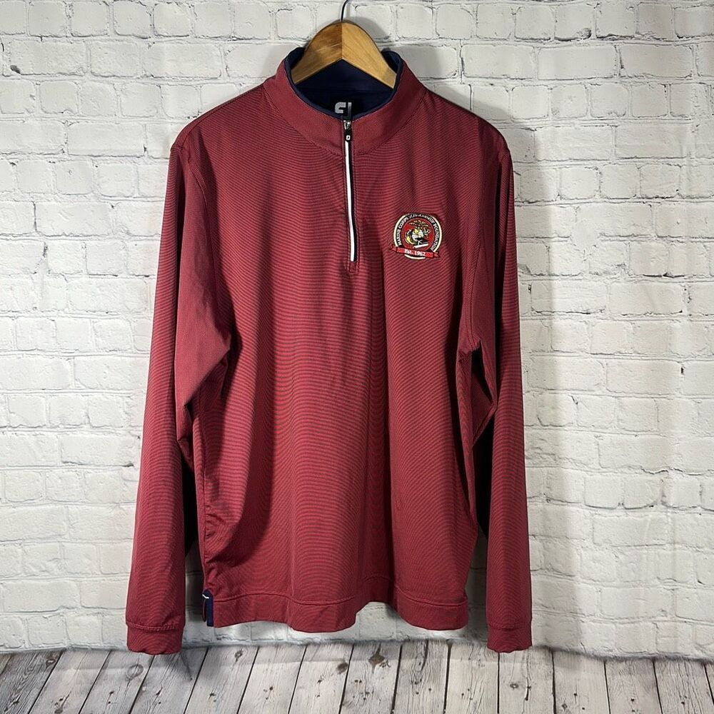 FootJoy Mens Red Quarter Zip Performance‎ size L Large Marine Corps Scholarship